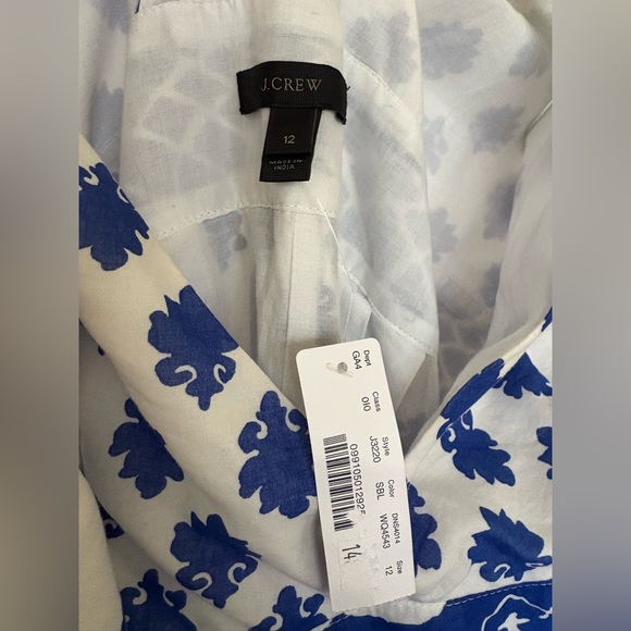 J. Crew Santorini Maxi Dress Printed Blue White Size 12 - Picture 10 of 10